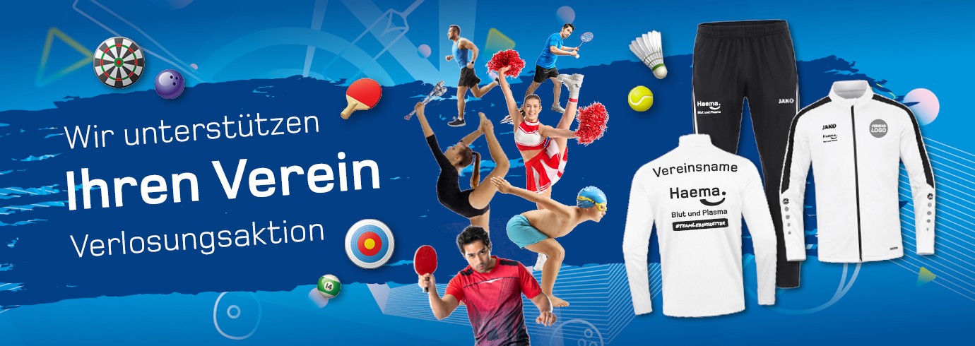 Vereinsaktion Jako Trainingsanzug und verschiedene Sportler